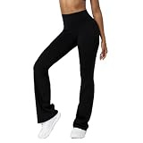 BSLVWG Bootcut Yoga Hosen für Frauen, High Waist ausgestellte Leggings Breites Bein Bottom Gym Casual Work Flare H