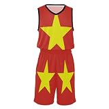 GuoChe Basketballtrikot Shorts Set Basketball Trikots für Herren, Vietnam-Flagge, XX-Larg