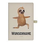 Mr. & Mrs. Panda DIN A4 Personalisiertes Notizbuch Faultier Yoga - Personalisierte Geschenke, Faultier Deko, Entspannung, Notizbuch bedrucken,