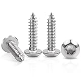 50 Stück Blechschrauben M5 x 25 mm, Leryati Edelstahl Flachkopf mit Scheibe Torx Schrauben, A2 V2A Holzschrauben Linsenkopf Vollgewinde, Selbstschneidende Schrauben Rundkopfschrauben Silb