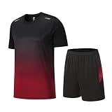 Beuwltpa Trainingsanzug Herren 2 Teiler Sommer Jogginganzug Schnelltrocknend Funktionsshirt Atmungsaktiv Sportanzug Farbver Sport Tshirt&Kurze Hosen Set Bequeme Männer Tracksuit für Lauf Gy