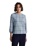 STREET ONE Damen Kariertes T-Shirt mit 3/4-Ärmeln, Hellblaumischung, 40