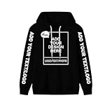 PRFELMG Personalisierte Hoodie mit eigenem Foto/Text, Unisex Hoodies für Männer/Frauen, erstellen Sie Namen oder Logo, individuelles Sweatshirt für Paare, personalisiert auf Vorder-/Rückseite/Ä