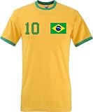 Herren T-Shirt Brasilien Trikot mit eigenem Namen + Nummer - Gelb L