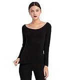 Mcilia Damen Ultradünnes Thermo-Basisschicht Oberhemd aus Modal mit tiefem Rundhalsausschnitt Schwarz XX-Large (EU 52 54)