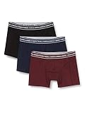 Herren Jack & Jones Set 3er Pack JACTEXT Trunks Boxershorts Stretch Unterhose Basic Unterwäsche, Farben:Schwarz-Bordeaux, Größe:L