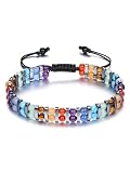 Zysta 7 Chakra Armband Echte Steine Armband Doppellagiges Armbänder Edelstein Healing Reiki Energietherapie Glückbringen Armbänder Damen Herren (Chakra)