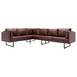 QJBSAVVA Sofa Wohnzimmer Mini Couch Küchensofa Lounge Sofa - Ecksofa Kunstleder Braun für Büro Ruheraum Schlafzimmer G