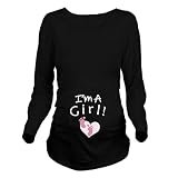 Q.KIM Schwangerschafts-T-Shirt, Damen, Mutterschaft, Schwangerschaft, lustig, bedruckt, Serie, Langarm, Girl, Schwarz, M