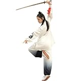 KSUA Unisex-Kung-Fu-Kampfsport-Uniform, Seide, Leinen, lange Ärmel, Tai Chi, Kleidung für Übungen, Qi Gong, Kung Fu Wung Chun, Damen, L