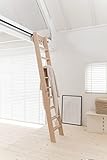 Raumsparende Dachbodentreppe, Raumspartreppe, Buchenholz, Unbehandelt, 05 Schritten, Höhe 125cm, Hilberts, Handgefertigt in H