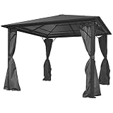 Home Items,Pavillon mit Vorhang Anthrazit Aluminium 300x300cm Anzugmöb