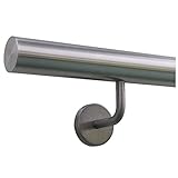 TIBU Handlauf Edelstahl 33,7 mm Geländer 0,3m - 6m, Länge 260 cm, Ende gerade Kappe und gewinkelte H
