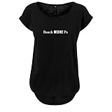 Bauch weine po Design Ladies Fashion Shirt Lang und NEU weit geschnittten Hinterer Schnitt Länger mit Motiv XL Schwarz (B36-506-XL-Schwarz)