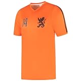 Niederländische Nationalmannschaft Fußballtrikot - Nummer 14 - WM 1974 - Kinder und Erwachsene - Jungen - Fußball Trikot - Fussball Geschenke - Sport t Shirt - Sportbekleidung - Größe XL