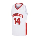 MEBRACS Wildcats Basketballtrikot für Herren 14 Troy Bolton 8 Chad Danforth High School Kostüm, 14 Weiß, XL