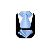 HISDERN Krawatten für Herren Hellblau Klassische Krawatte Hochzeit Krawatte mit Einstecktuch Set Formal Elegante Krawatte Herren Business Party