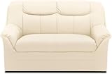 DOMO. collection Berlin Sofa/klassisches 2er Sofa/Zeitlose Garnitur mit weichem Kunstleder/Maße: 143/90/89 cm (B/T/H) / Farbe: beige (weiß)
