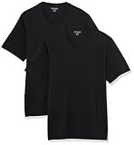 Amazon Essentials Herren Kurzärmliges T-Shirt mit V-Ausschnitt in normaler Passform (in Übergrößen erhältlich), 2er-Pack, Schwarz, XL
