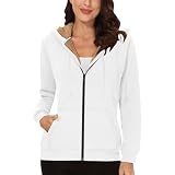 Sweatjacke Damen Zipper Hoodie Fleecejacke Frau Kapuzenjacke Winter Sweatshirt Lammwolle Gefüttert Jacke Mantel Einfarbig Outdoorjacke mit Taschen Warm Bequeme Kapuzenpullover Sportjack