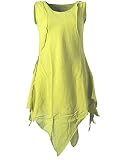 Vishes - Alternative Bekleidung - Zipfeliges Lagenlook Shirt Tunika aus handgewebter Baumwolle - im Used-Look hellgrün 42