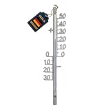 TFA Dostmann Analoges Außenthermometer, aus Metall, wetterfest, freistehende Gradzahlen,L 100 x B 17 x H 428 mm, silber/schw