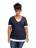 Sheego Damen Große Größen Jerseyshirt in 2-in-1-Optik, mit V-Ausschnitt Freizeitmode sportlich R