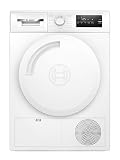 Bosch WTN83203 Serie 4, Kondenstrockner 8 kg, Extra schnelle Trocknung, Allergie Programm, AutoDry Feuchtesteuerung, SensitiveDrying System, Textilschonender Trockner, TouchControl-Tasten, Weiß