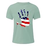 Generisch 2026 Herren T-Shirt mit patriotischem Grafikdruck kurzärmliges bequemes Oberteil Mischgewebe für den täglichen Gebrauch (Light Green, XXL)