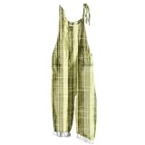 Jumpsuit Damen Plus Size Karierter Streifen Overall Oversize Lang Latzhose Palazzo Sommerhose Leicht Atmungsaktiv Onesie Romper Strampler Spielanzug Stoffhose Cargohose Arbeitshose Schnürhose S-5XL