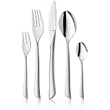 WMF Virginia Besteck Set 12 Personen, 66 teilig, 60 Teile mit Servierbesteck, Hohlheftmesser, Cromargan protect teilmattiert, kratzbeständig