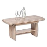 Stella Trading KIRK Couchtisch höhenverstellbar & ausziehbar in Eiche Sonoma Optik - praktischer Sofatisch mit Ablage für Ihren Wohnbereich - 115 x 52 x 59 cm (B/H/T), b