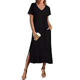 Angebote des Tages Heute Sommerkleider Damen Leicht Und Luftig Abendkleider Etuikleid Elegant Kleider Festlich Summer Langarm Kleid Damen Corsagenkleid Abendkleid Schwarz (Schwarz,S)