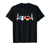 Frankreich Deutschland Herzschlag Flagge Franzose T-S