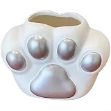 Vase aus Kunstharz mit Katzenpfoten-Motiv für Zuhause, Büro, Innendekoration, Verwendung als Blumentopf oder eigenständiges skulpturelles Element auf flacher Oberfläche (Silber)