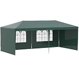 Outsunny Gartenzelt 6x3m Pavillon mit 4 Seitenwänden und 2 sichtbaren Fenstern Anti-UV Wasserdicht Wasserdichter Pavillon für den Außenbereich mit Stahlrahmen für Partys Events Hochzeiten Grü