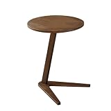C-förmiger Beistelltisch, Massivholz Beistelltisch für Couch, Mid-Century Modernes Design, Platzsparender Schiebetisch für Wohnzimmer und kleine R