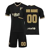 Generisch Fußball Trikot Kinder 24/25, Personalisiert Fussball Trikot Jungen mit Eigenem Namen Nummer Logo, Fußballtrikot Shorts Set für Jungen M