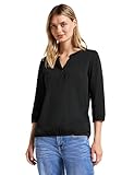 Street One Damen 3228115 Split Neck Jersey-Shirt, Black, 46