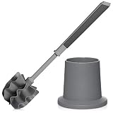KLINOO Premium Borstenlose Toilettenbürste aus Silikon im Behälter als WC-Garnitur mit Halter (All-Grey)