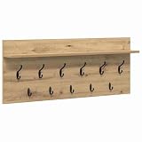 Mhdvray Wandgarderobe Artisan-Eiche 100x40x12 cm Garderobenpaneel mit Ablage und Haken Wandmontierter Kleiderhänger für Flur und Eingangsbereich Modernes Design aus Holzwerk