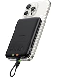 Charmast Mini Powerbank 20W PD 10000mAh Power Bank mit integriertes Ladekabel für iPhone, USB C Externer Akku Anti-Rutsch Tragbares Ladegerät Kompatibel mit iPhone 16/15/14/13/12 Handy