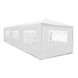 Partyzelt 3x9m 9x3m Gartenzelt Pavillon Bierzelt Festzelt Eventzelt mit 8 Seitenteilen Weiß