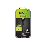Gillette LABS Rasierer für Herren, mit 2 Ersatzklingen, Magnetbasis und integrierter Stange, beseitigt Hautunreinheiten, einfache Rasur, optimaler Komfort, Reisetasche, Schwarz und Grün, Geschenk