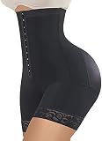 Damen Miederhose Mit Hoher Taille, Po-Lifter, Feste Kontrolle, Shapewear, Figurformende Shorts (Schwarz S)
