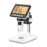 GlobalCrown Mikroskop für Kinder/Erwachsene,Mikroskop digital 4,3 Zoll Bildschirm 1000X facher Vergrößerung und 8 verstellbaren LED-Lichtern, Windows/Mac kompatib