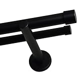 Voppi Gardinenstange 440cm 19mm Doppel Loft Farbe schwarz mit Träger für Wohnzimmer Büro Esszimmer Zimmer Stahl eleg