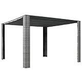 Pavillon Terrassenvorzelte Camping-Gazebo für draußen Event-Zelt Party-Zelt mit Dach Poly Rattan 300x300x200 cm Grau und Anthrazit Geeignet für Partys, Veranstaltungen, Grillabende, R