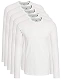 Lower East Herren Langarmshirt, 100% Baumwolle, Rundhalsausschnitt (5er-Pack)