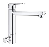 Grohe BauEdge | Küchenarmaturen - Spültischbatterie, integrierte Vorabsperrung, mittelhoher Auslauf | chrom | 31696000